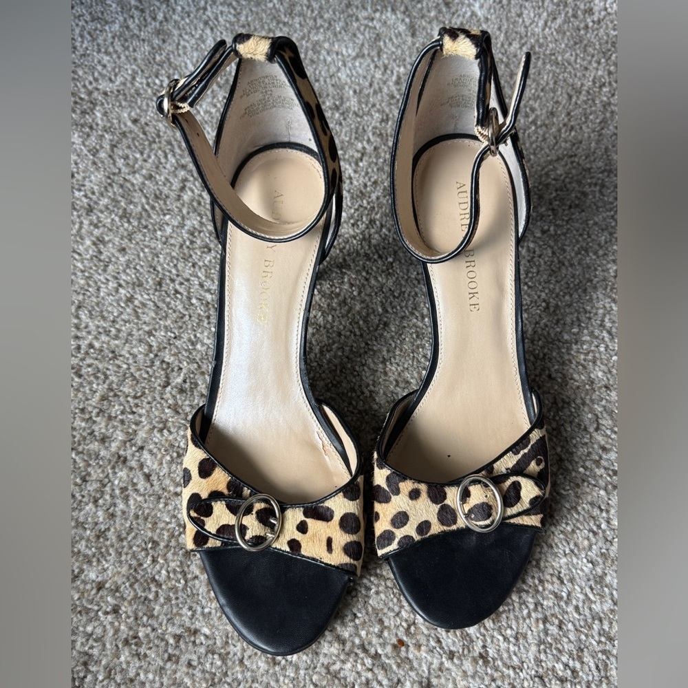 Audrey Brooke Black and Brown Heels‎ with Leopard Print